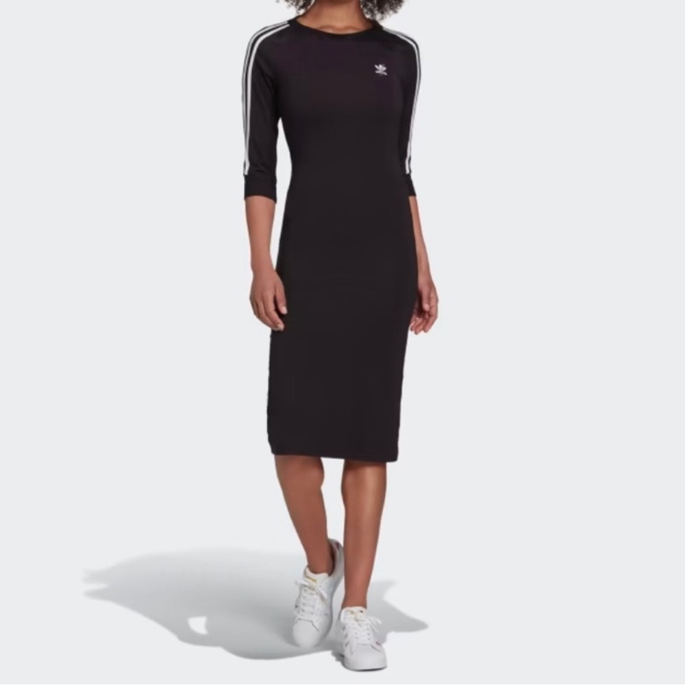 Adidas original black midi bodycon dress size small . Worn Once
